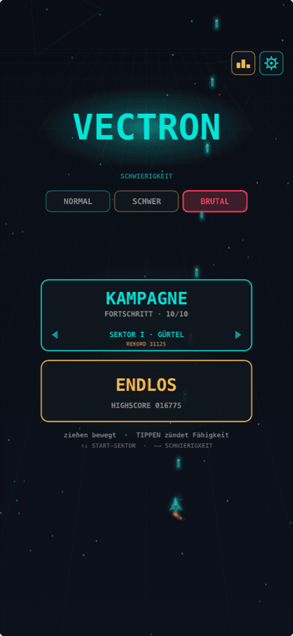Vectron Armageddon — Hauptmenü
